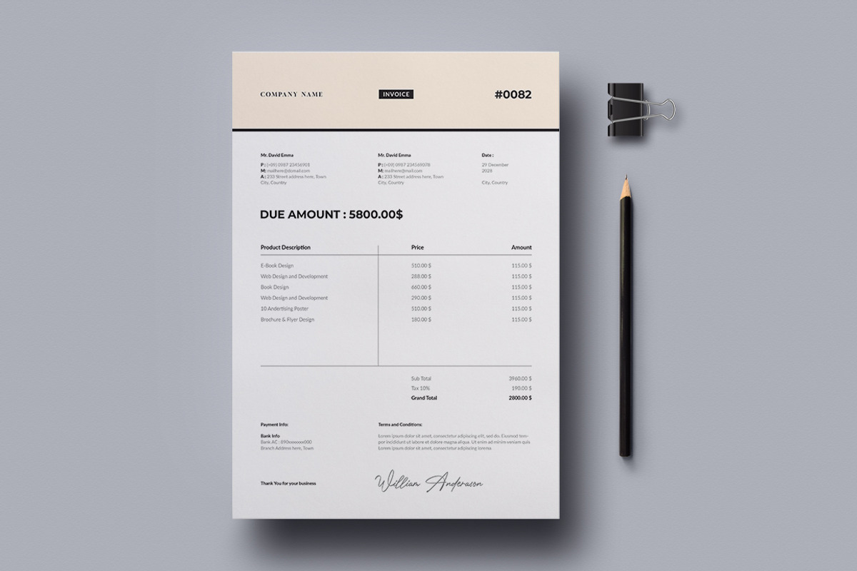 Professional Invoice Template | Word, a Stationery Template by HiveArts