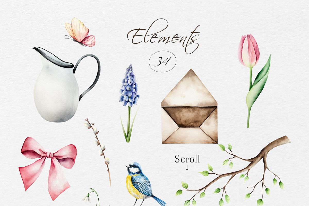 BLOOMING SPRING - Watercolor set, an Illustration by Navenzeles (Photo 4 of 12)