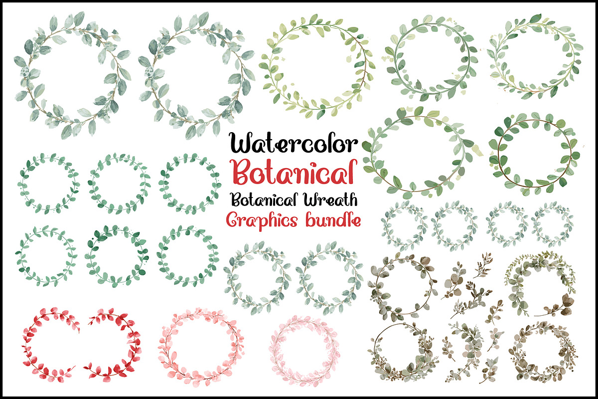 Watercolor Botanical Wreath Clipart, a Graphic by Creativeshirt (Photo 1 of 13)
