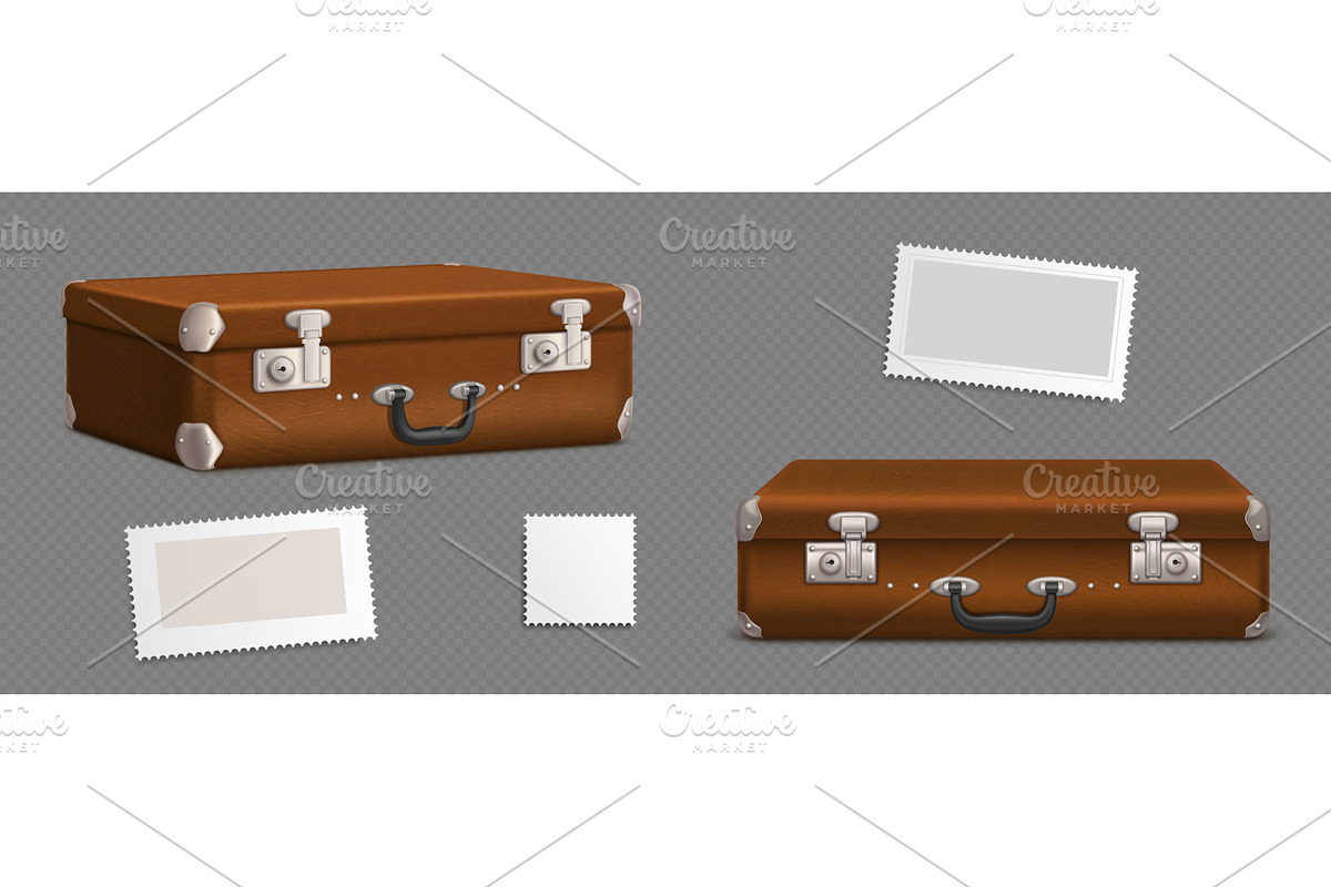 Vintage leather suitcase and stamp, an Object Illustration by art PVP - market