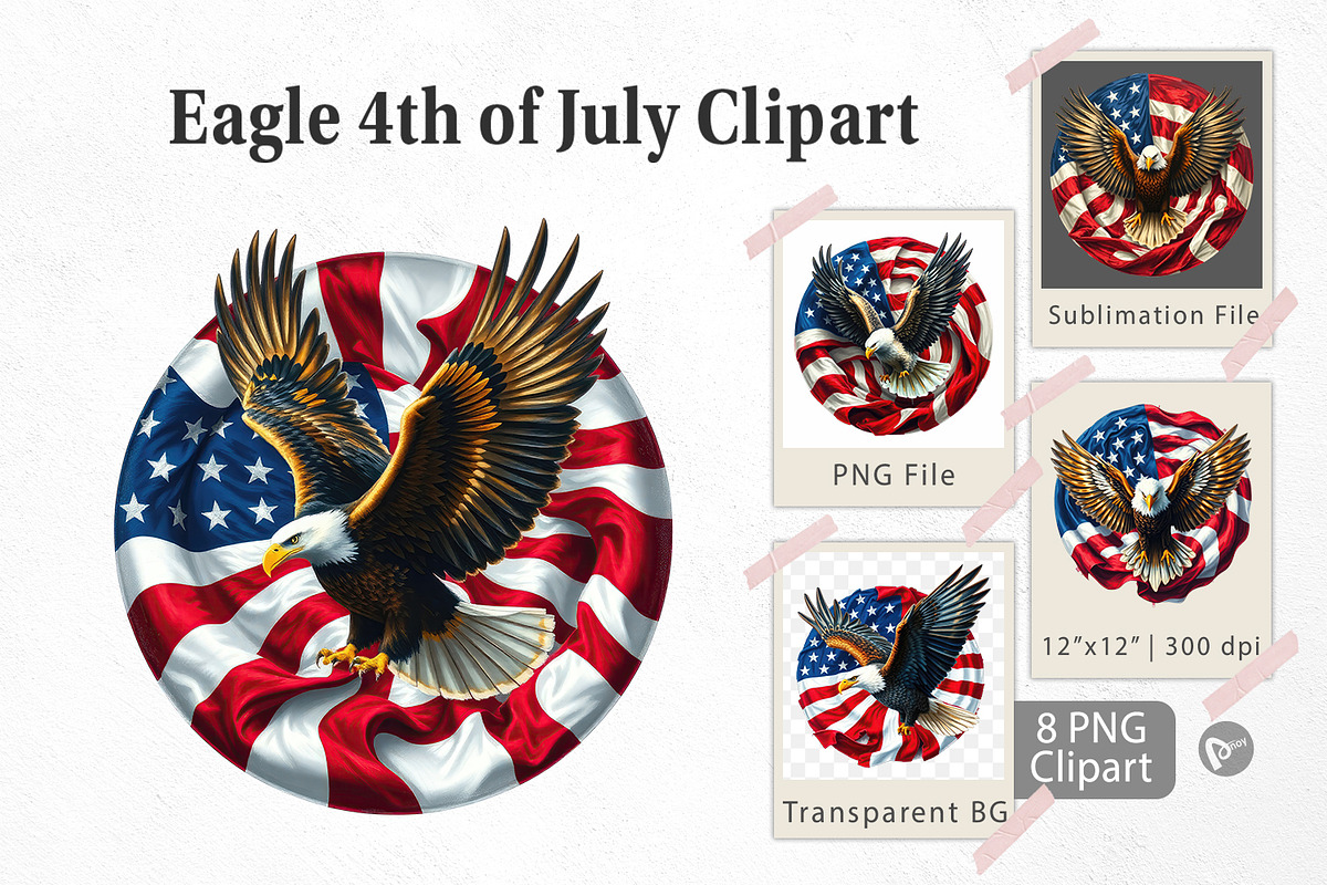 Eagle 4th of July Clipart, a Graphic by Artnoy (Photo 1 of 5)