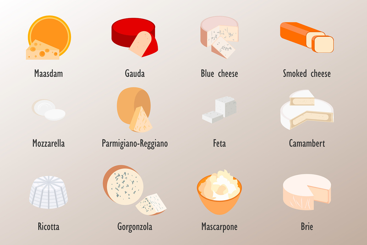 Set cheese style flat., an Icon by itiir