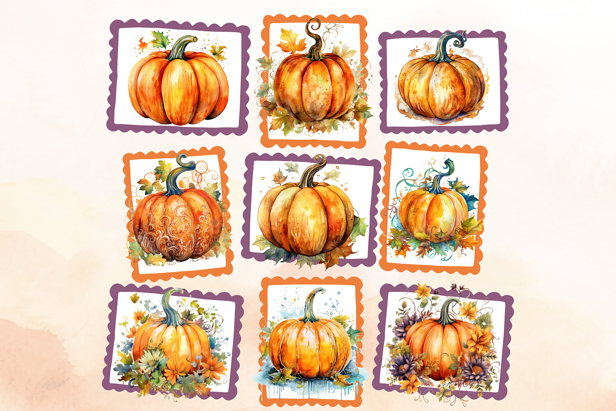 Whimsical Pumpkins Clip Art, a Seasonal Illustration by Whimsy & Wishes (Photo 4 of 5)
