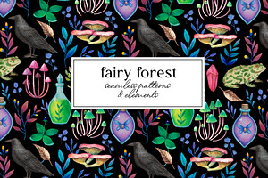 Fairy forest. Patterns and elements