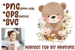 Baby Bear DTF printing PNG SVG EPS, an Animal Illustration by Big Squirrel
