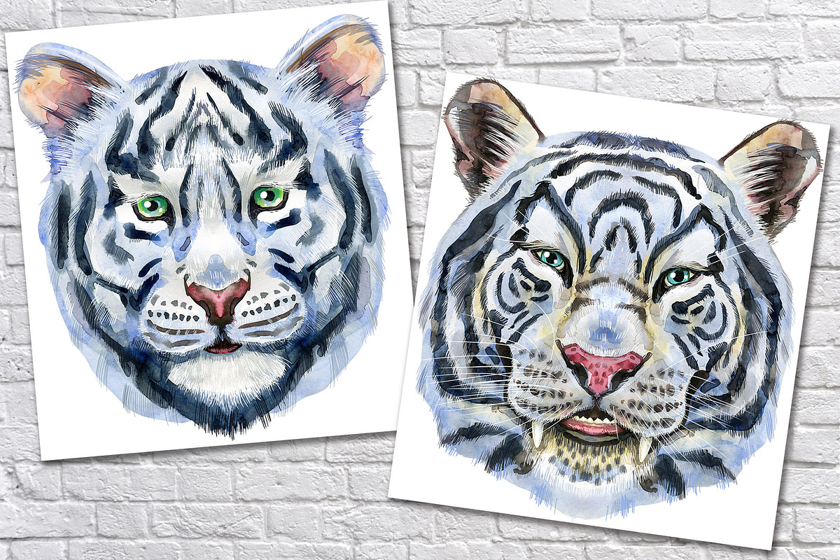 Watercolor tiger portraits, an Animal Illustration by Watercolor fantasy (Photo 4 of 4)