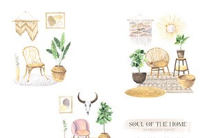 Boho Home Interior Clipart