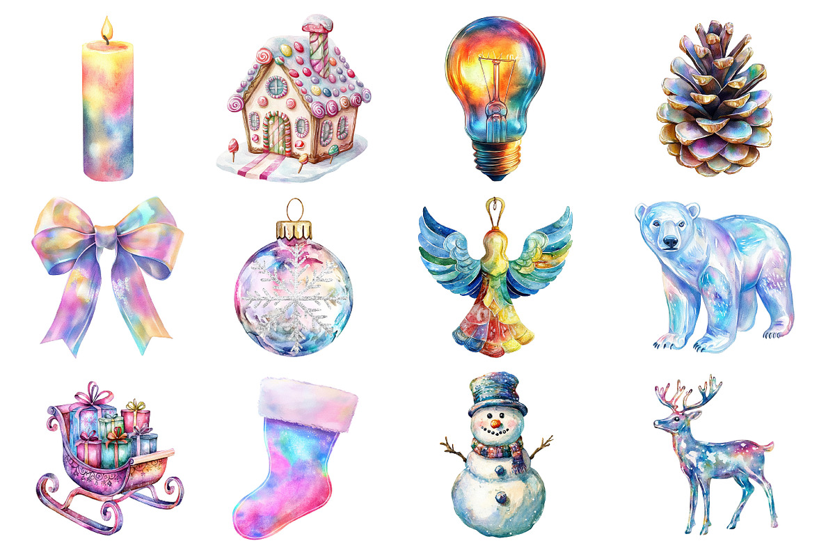 Iridescent Christmas Clipart, an Illustration by Daily.Designs (Photo 2 of 3)