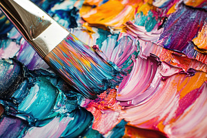 Colorful paint strokes and brushes c, a Photo by Iftikhar Alam