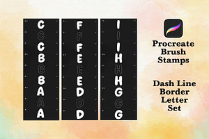 Dash Line Border Letter Brush Stamps