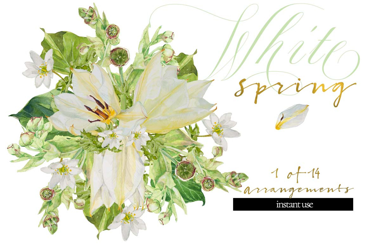 White Bouquets&Wreaths in watercolor, an Illustration by watercolorwild.graphics (Photo 2 of 14)