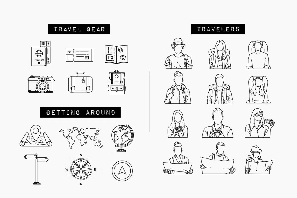 281 Travel Icons Set - Bundle, an Outline Icon by Hatch Design Workshop (Photo 8 of 19)