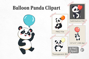 Balloon Panda Clipart, a Graphic by Artnoy
