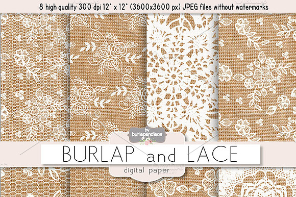 Burlap and Lace digital paper preview 2