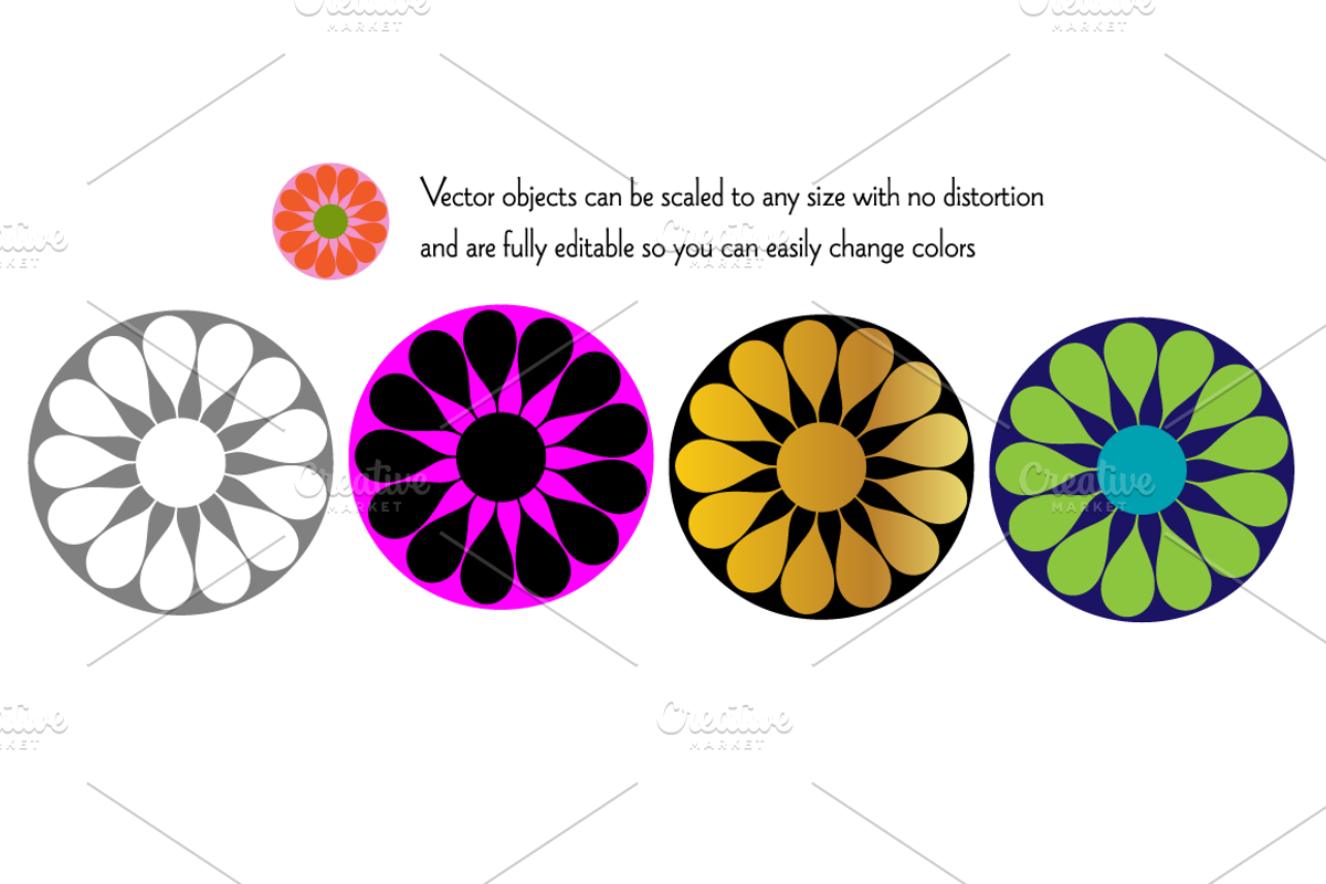 Mod Vector Flowers, an Illustration by Melissa Held Designs