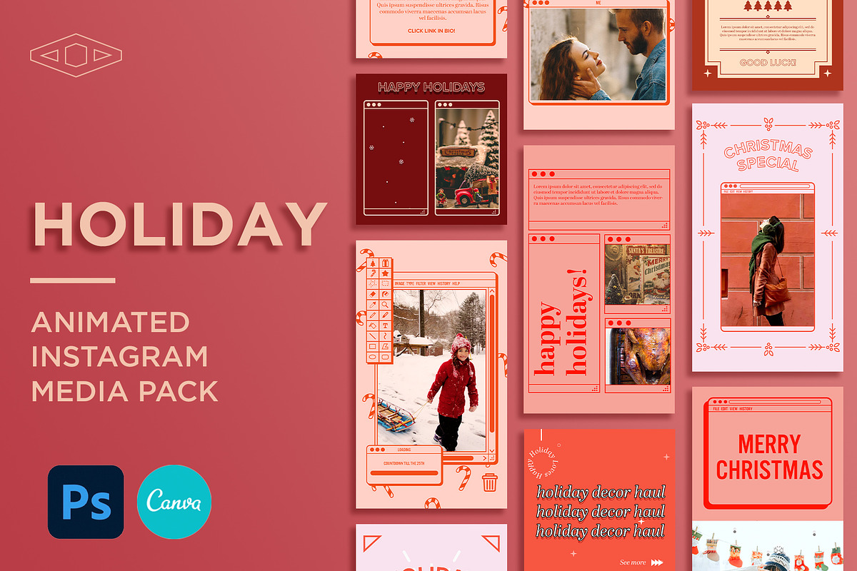 Holiday IG Kit in PSD & CANVA, a Social Media Template by Tangerine Nation (Photo 1 of 9)