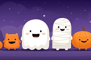 Cute ghost, mummy, pumpkins and, a Holiday Photo by MistyDay
