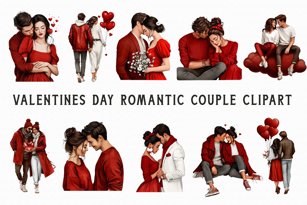 Valentines Day Romantic Couple clipa, an Illustration by Libby Wishes (Photo 4 of 6)