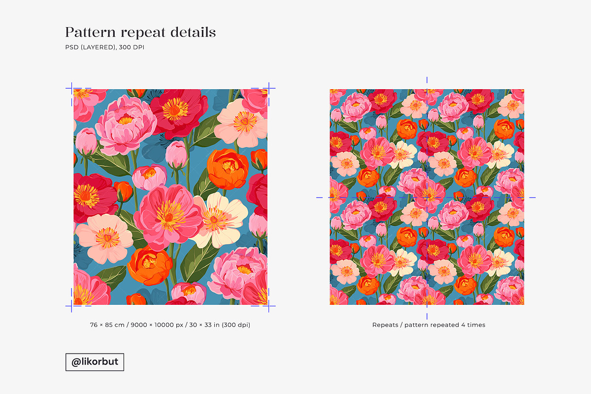 Lush Bold Botanical Floral Pattern, a Pattern Graphic by likorbut (Photo 4 of 13)