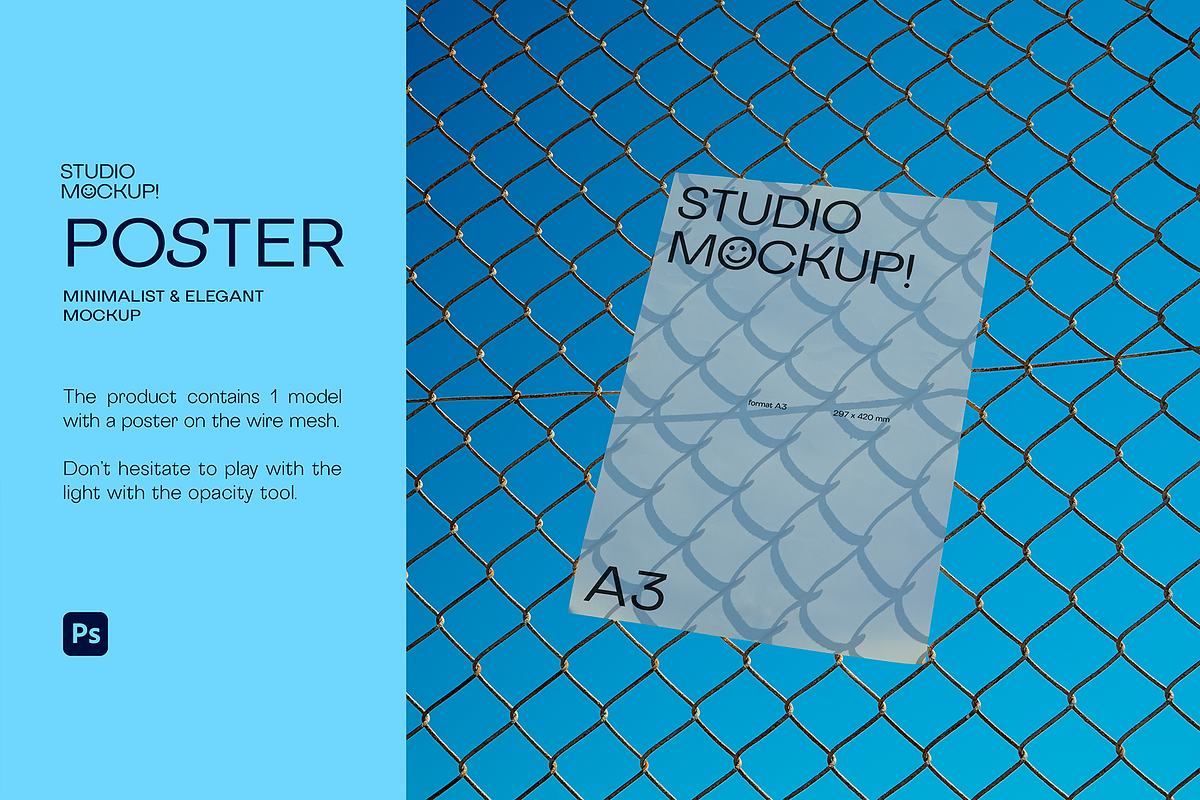 ELEGANT MOCKUP WIREMESH SKY, a Print Template by Le Studio Mockup (Photo 1 of 6)