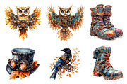 Steampunk Autumn Clipart, an Illustration by CreationArt (Thumbnail 4 of 5)