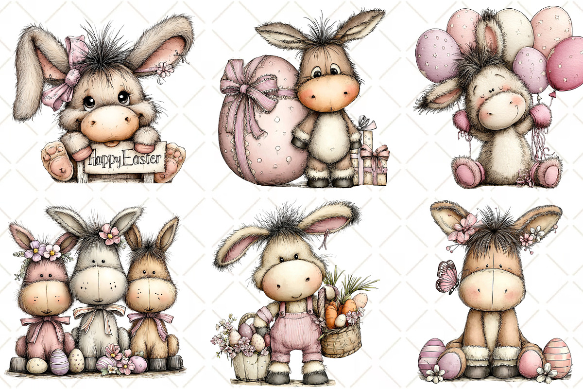 Whimsical Easter Donkey Clipart, an Illustration by Black Bird Studio (Photo 6 of 6)
