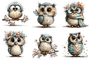Whimsical Spring Owl Clipart, an Illustration by Dream Creation (Thumbnail 3 of 6)