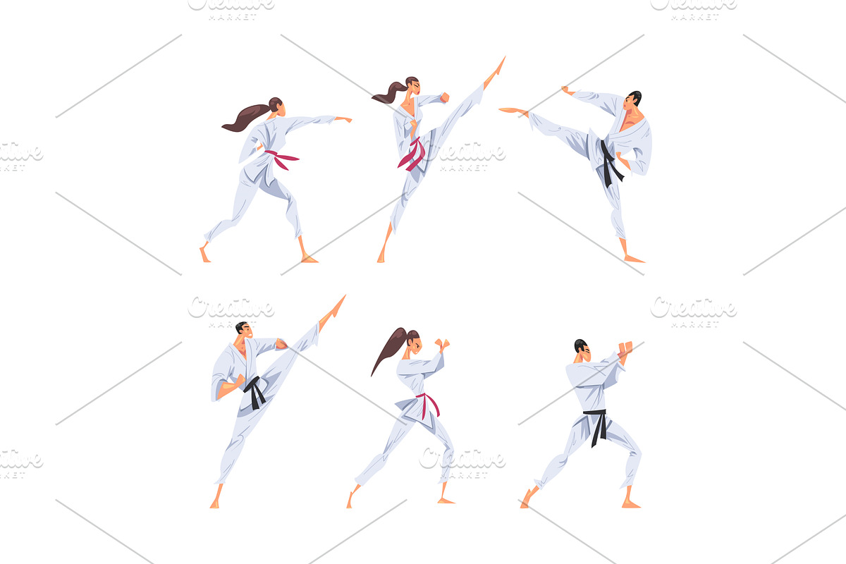 Male and Female Karate Fighter in, a Person Illustration by TopVectors