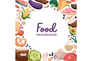 Healthy food set + frame background, a Food Illustration by Good Studio (Thumbnail 3 of 3)