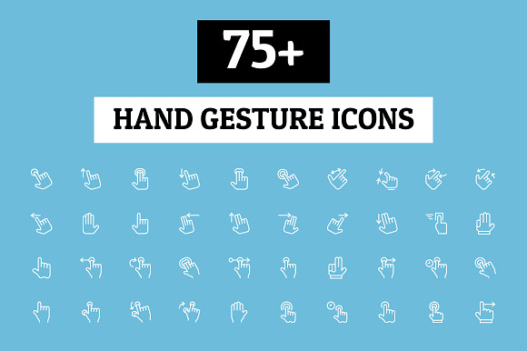 75 Hand Gesture Icons