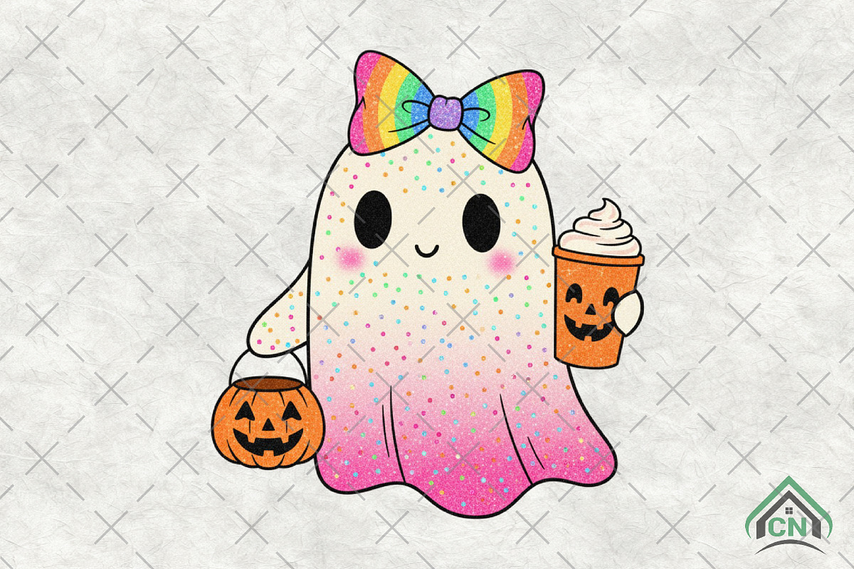 Rainbow Bow Ghost PNG, an Illustration by Craft Nest (Photo 1 of 6)