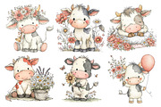 Watercolor Cute Cow Clipart, an Animal Illustration by Creative Art (Thumbnail 3 of 7)