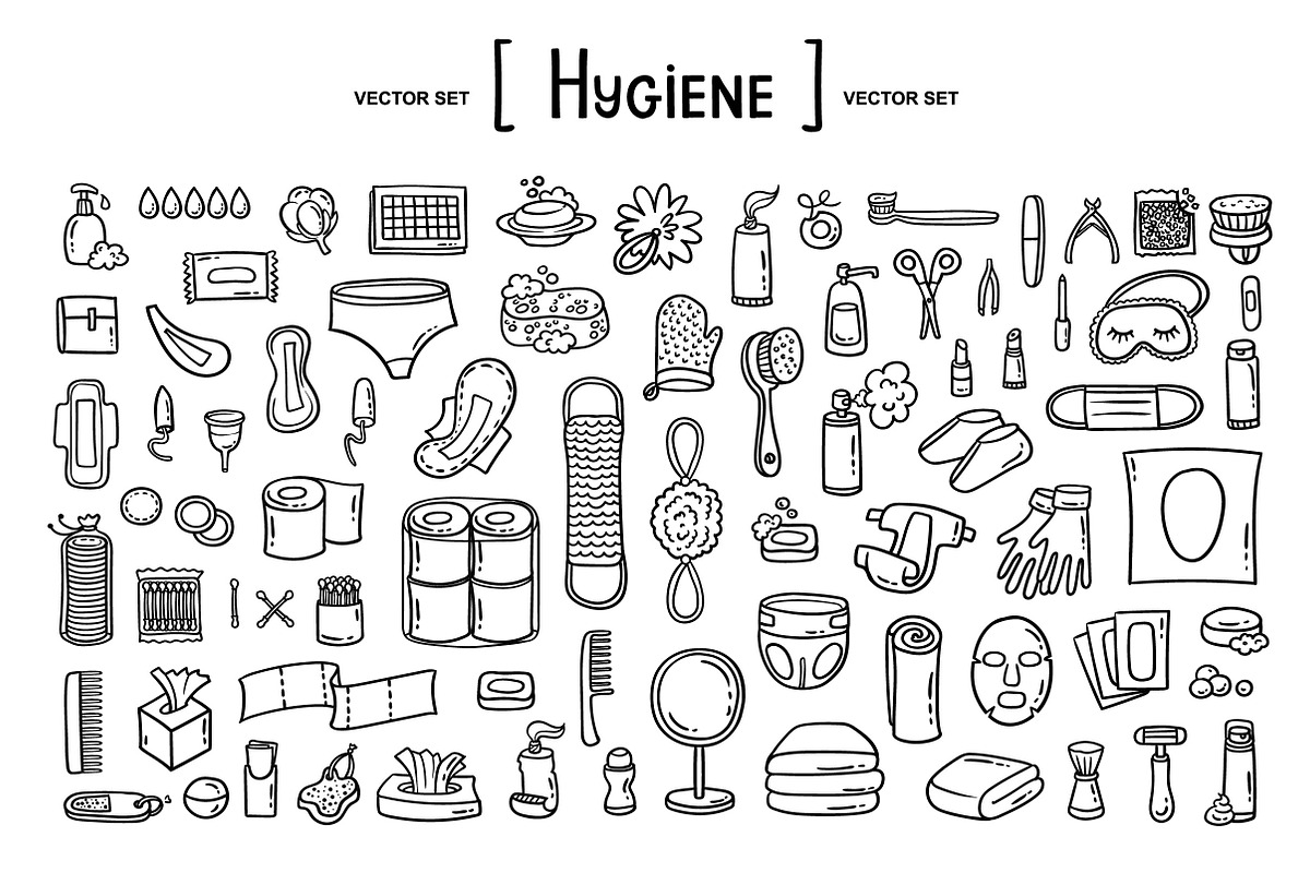 Vector set on the theme of hygiene, an Outline Icon by Olga Chuklay (Photo 2 of 2)