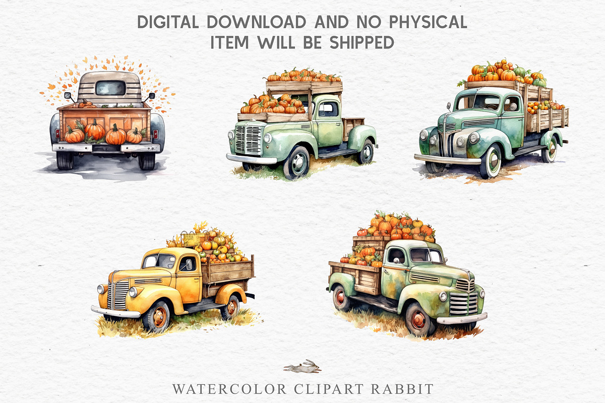 Halloween Truck With Pumpkin Clipart, a Seasonal Illustration by Rabbit Heart (Photo 5 of 10)