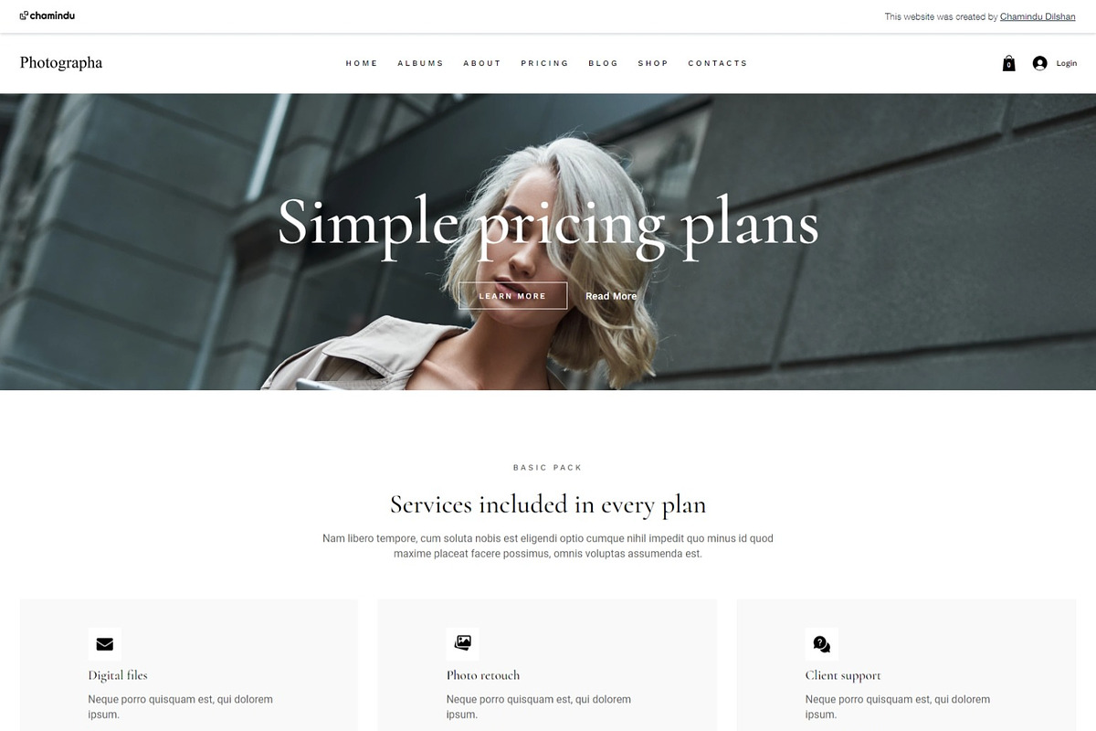 Photographa - Wix Portfolio Template, a Wix Template by Chamindu Dilshan (Photo 3 of 3)