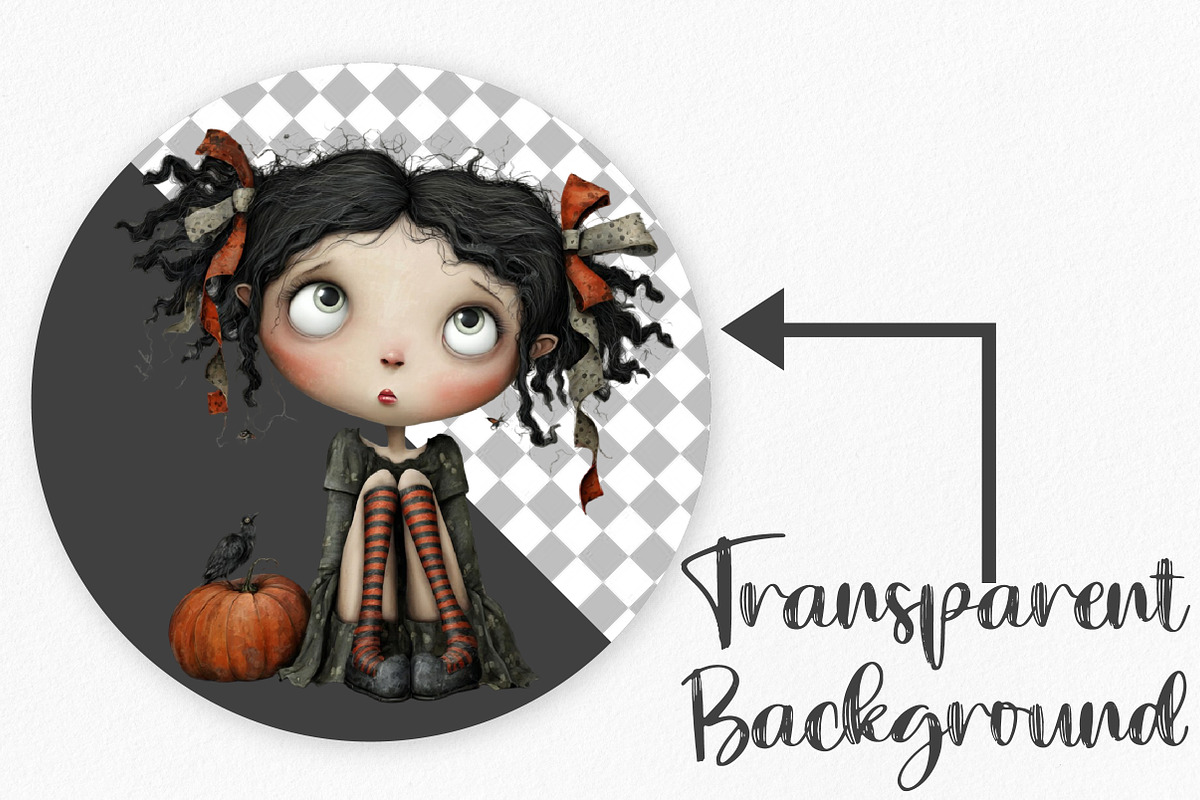 Spooky Quirky Girls Clipart Bundle, an Illustration by Canvas Craft (Photo 2 of 7)