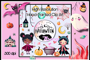 Cute Pink Halloween Clip Art Png Kit