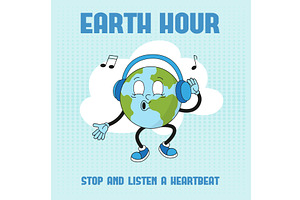 Earth hour poster. Retro style, an Illustration by Valerie Bodnar