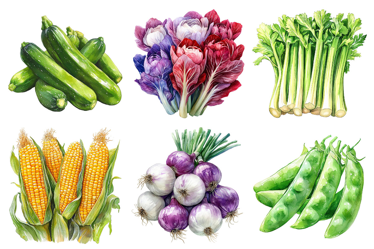 Watercolor Vegetable Collection Clip, an Illustration by Daily.Designs (Photo 2 of 5)