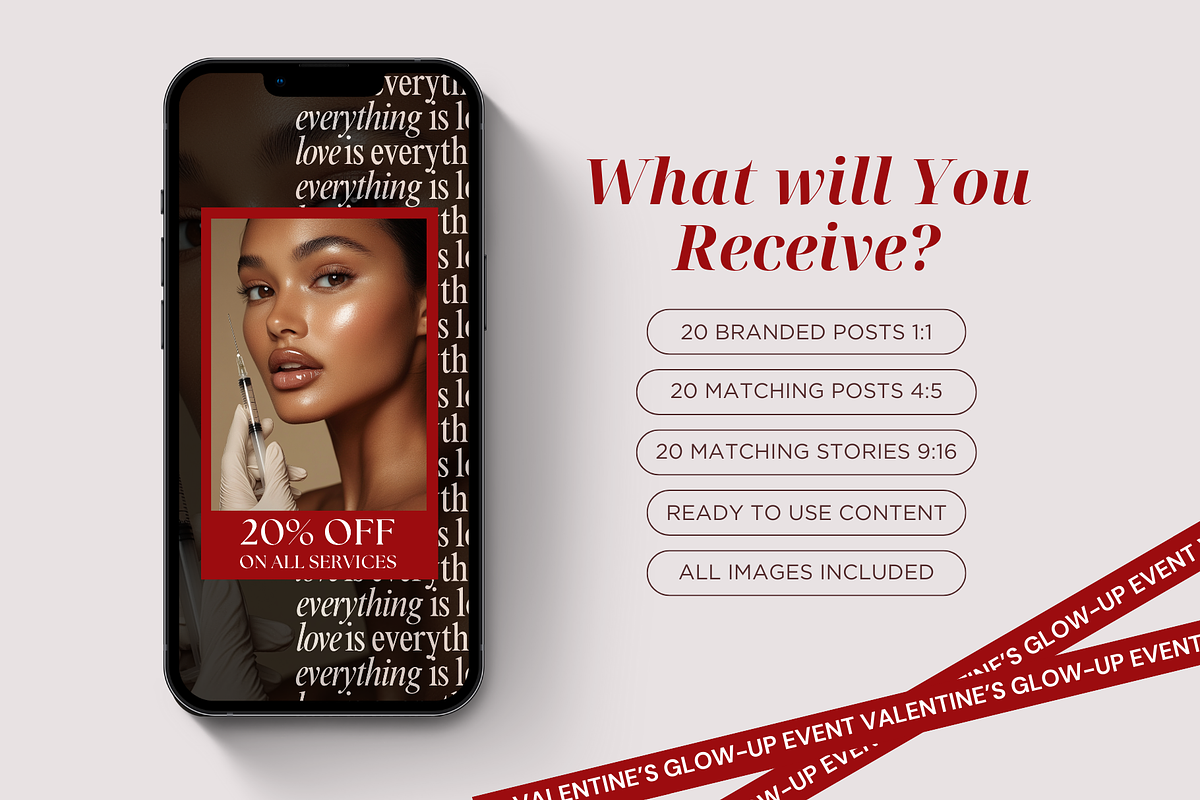 Medspa Instagram Templates Valentine, a Social Media Template by DesignsbyMariaStudio (Photo 2 of 10)