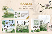 Lemurs in tropical jungle clipart, an Animal Illustration by Elena Malgina Clipart (Thumbnail 7 of 15)
