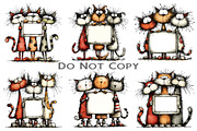 Christmas Whimsical Cats Clipart, an Illustration by Craft Nest (Thumbnail 5 of 10)