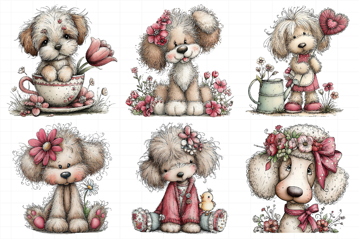 Whimsical Spring Poodle Clipart, an Illustration by Daily.Designs (Photo 3 of 6)