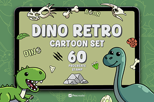 Dino Fun – Procreate Retro Stamp
