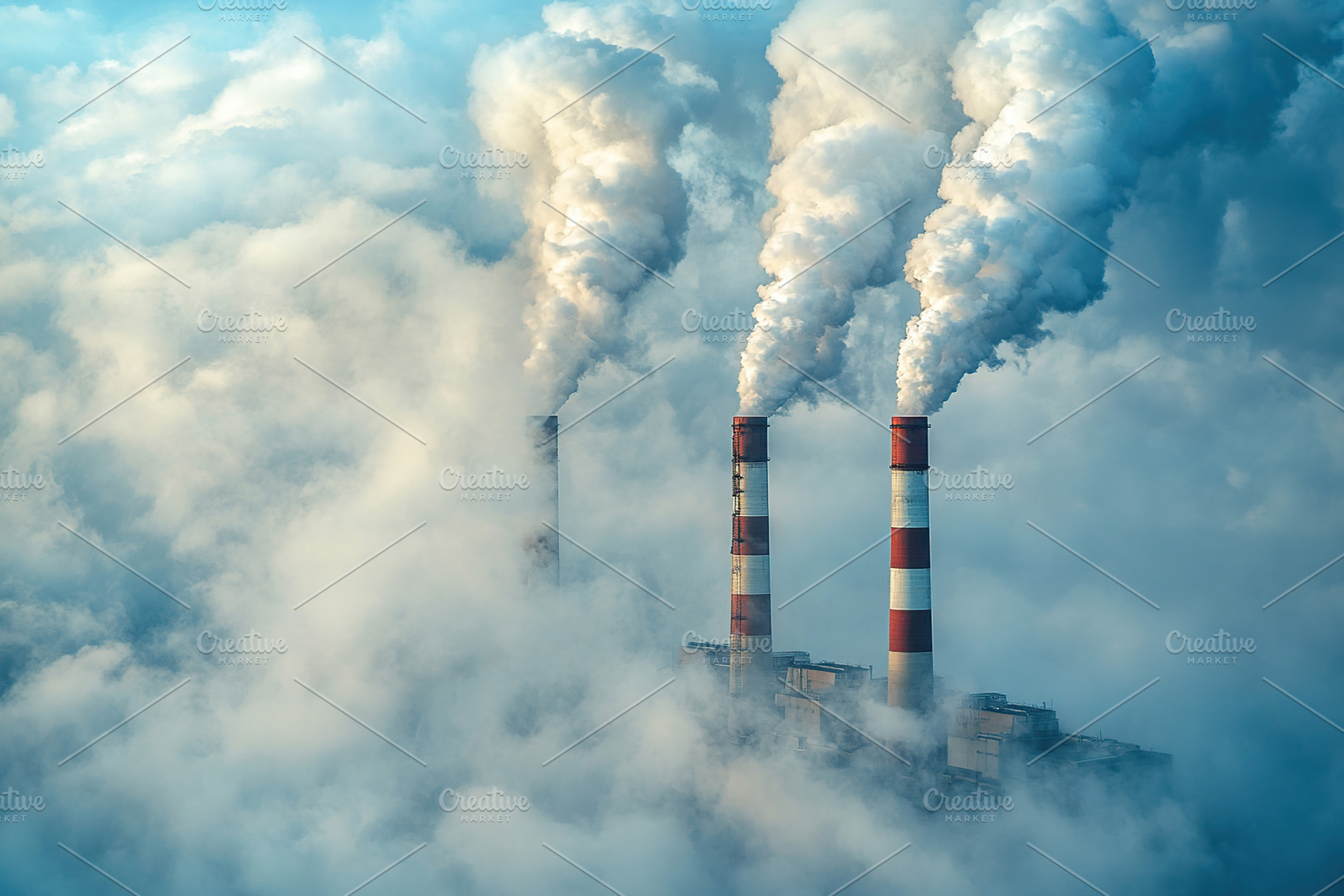 Smoke emissions from thermal power plant, a Photo by AlyaAnd
