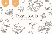Toadstools Vector Illustrations, a Decorative Illustration by Emma Webb Studio (Thumbnail 1 of 7)