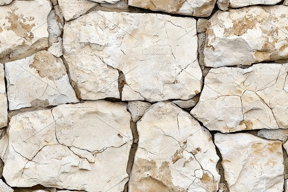 Textured limestone cladding stone wall made of large, irregularly ...