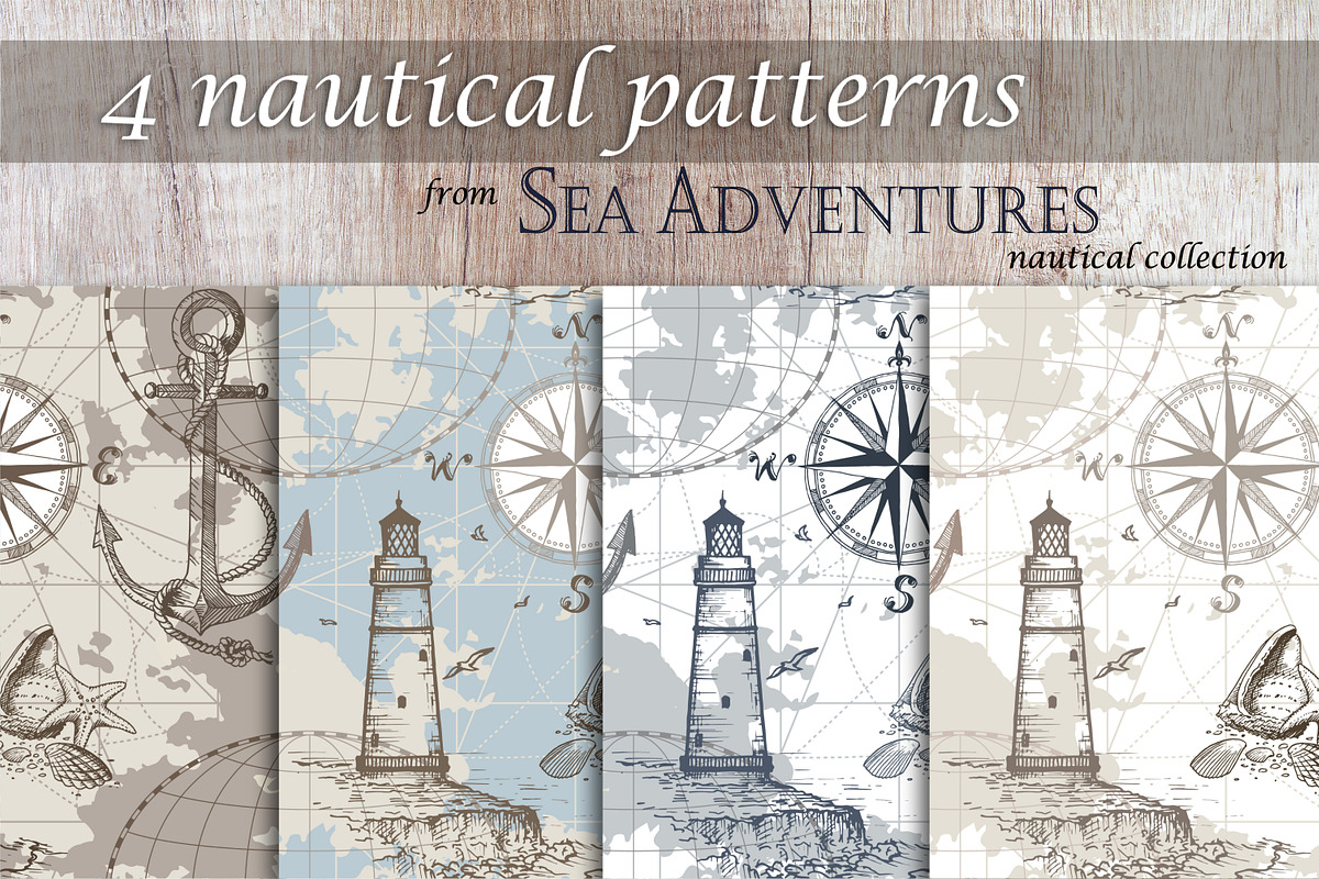 4 Nautical Patterns, a Background Graphic by Fortuna Venit (Photo 1 of 3)