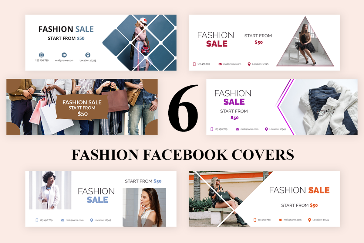 6 Fashion Facebook Covers, a Social Media Template by Creatricks