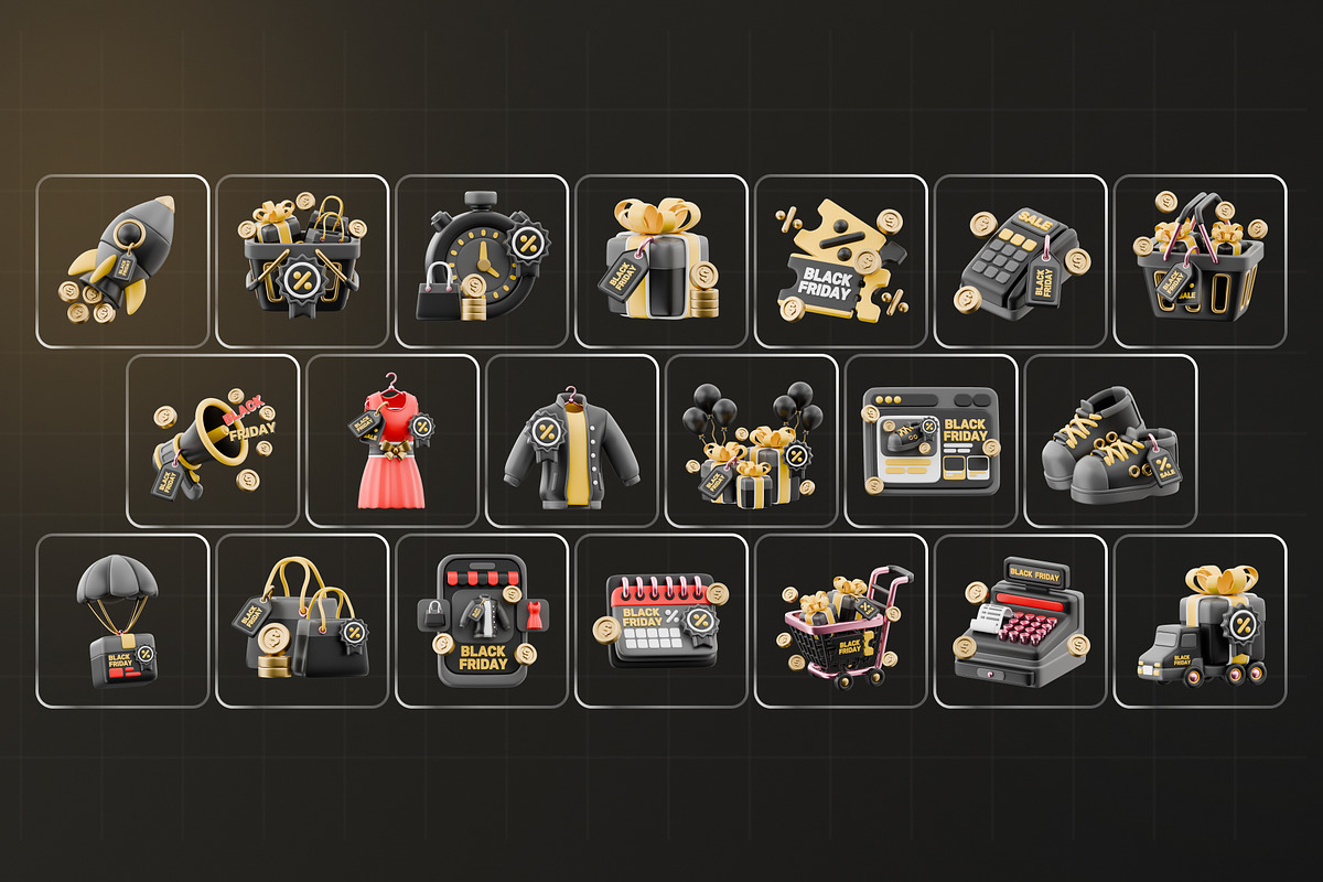 Black Friday Icon 3D Pack, an Object 3D Model by Haps Space (Photo 4 of 5)